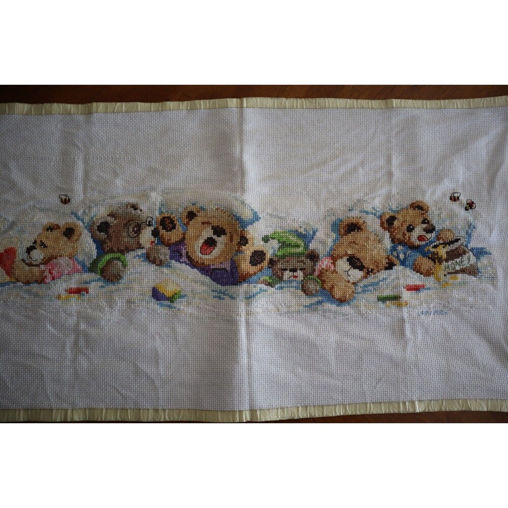 Finished Janlynn Counted Cross Stitch 19"X7"-Sleepy Bears #195-0601 Complete - Picture 9 of 10